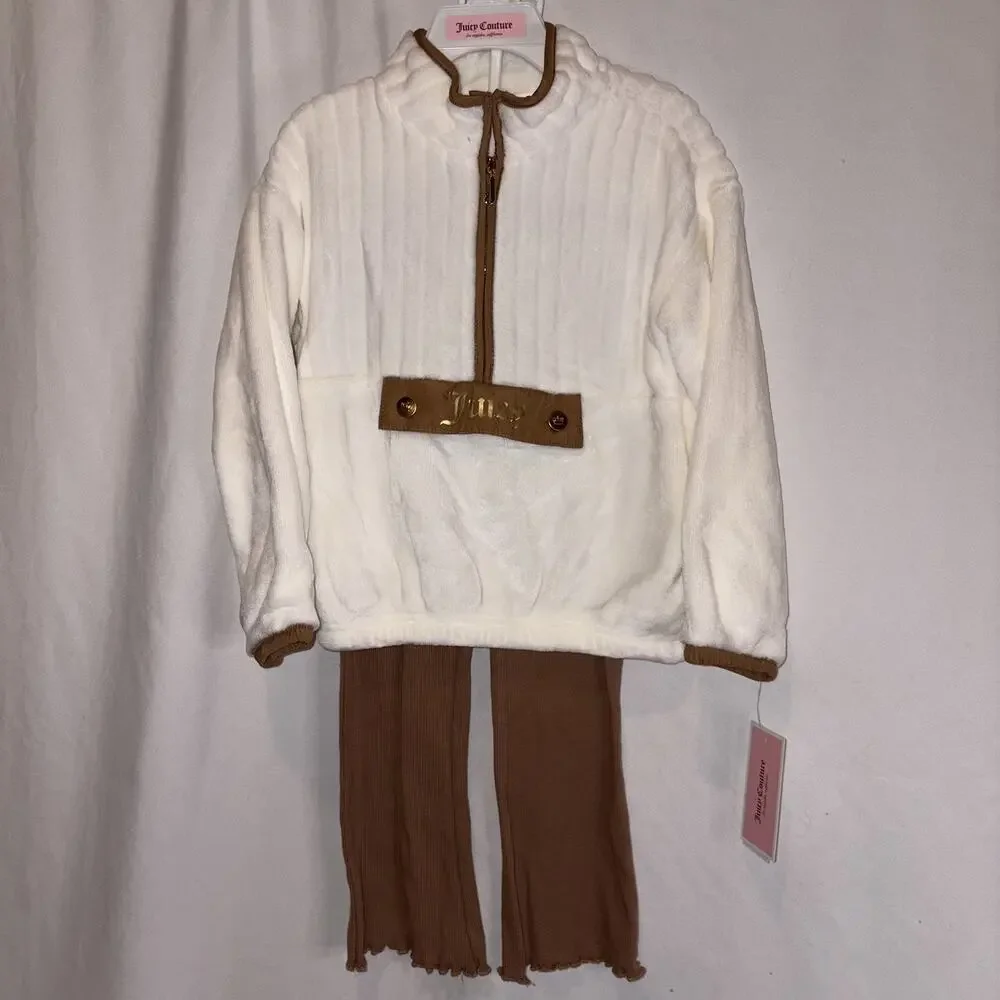 JUICY COUTURE 2 Piece Set Fleece Pullover & Legging Pants Girls 4T Gold NWT